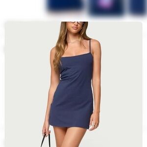 Edikted Navy Blue Midi Slip Dress